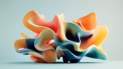 Wall Mural - 3D illustration of holographic surface made of glass with chromatic aberrations. Iridescent abstract background.