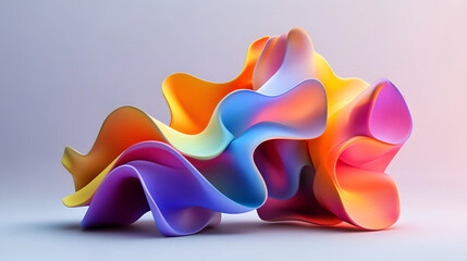 Wall Mural - 3D illustration of holographic surface made of glass with chromatic aberrations. Iridescent abstract background.