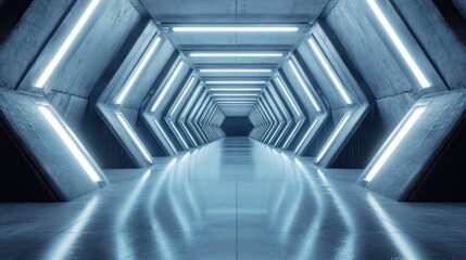 Canvas Print - Futuristic Tunnel with Glowing Lights