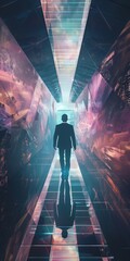 Wall Mural - futuristic artwork portraying a businessman's visionary leadership