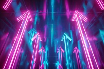 Vibrant Neon Arrows in Pink and Blue Pointing Upward