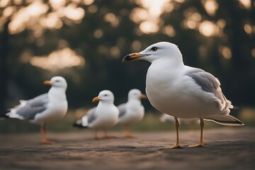 Sticker - isolated seagulls seagull action animal background bird close closeup design different feather flight fly grey group gull leader liberty nature sea sky up soaring white wild wildlife wing