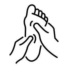 Poster - An outline style icon of foot massage 