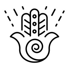 Poster - Hamsa hand icon in line style 