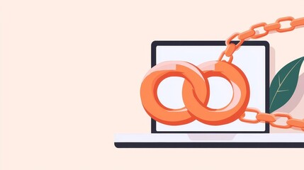 SEO strategy, link building campaigns, flat design illustration