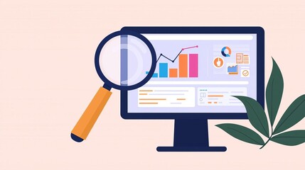 SEO tools, competitor tracking platforms, flat design illustration