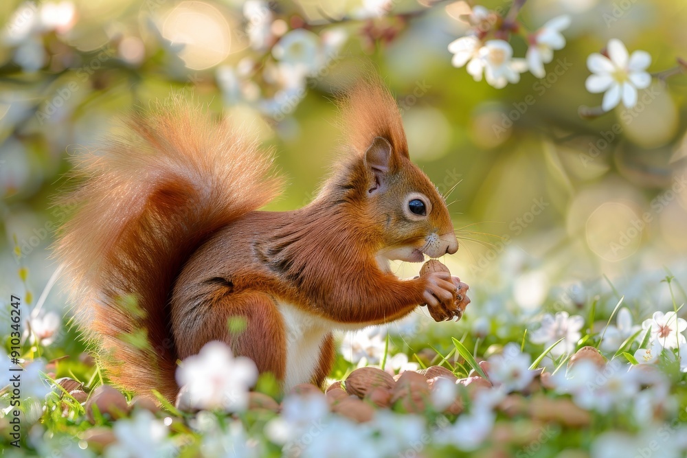 Sciurus vulgaris - Eichhörnchen mit einer Haselnuß. Beautiful simple AI ...