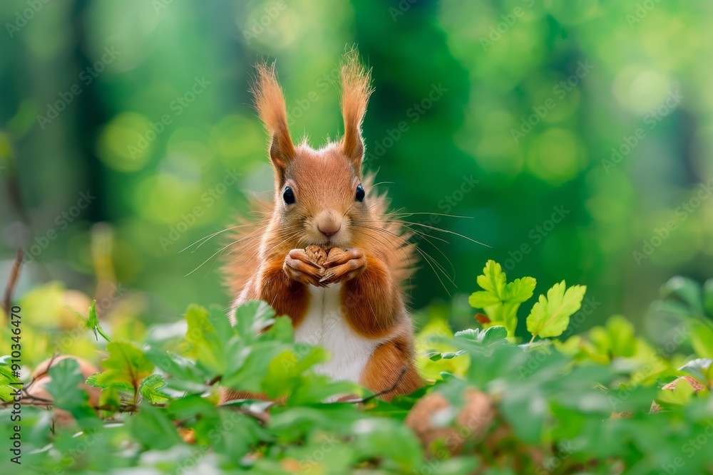 Sciurus vulgaris - Eichhörnchen mit einer Haselnuß. Beautiful simple AI ...