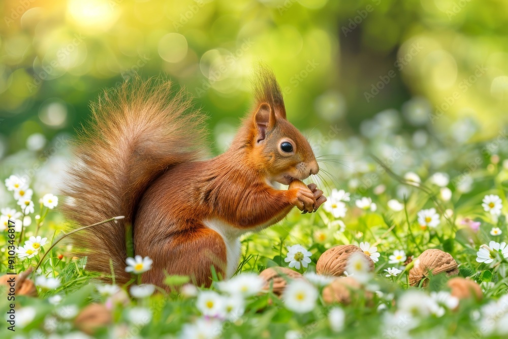 Sciurus vulgaris - Eichhörnchen mit einer Haselnuß. Beautiful simple AI ...