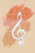© ADDICTIVE STOCK - Abstract treble clef floating on warm colors and white lines