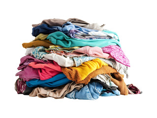 Wall Mural - Pile of dirty clothes isolated on transparent or white background