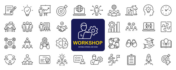 Wall Mural - workshop set of web icons in line style. business workshop icons for web and mobile app. containing 