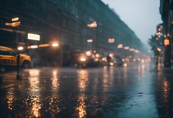 Wall Mural - im stadtverkehr regen traffic jam rain city communication car evening sunset rear lamp waiting park 