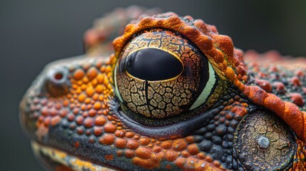 Macro Shot of Colorful Reptile Eye.