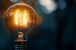 © valiantsin - A glowing light bulb representing the concept of enlightenment, bright and clear filament, against a dark background, capturing the moment of inspiration, high resolution,