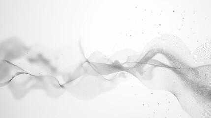 White abstract background with flowing particles. Digital future technology concept, vector illustration