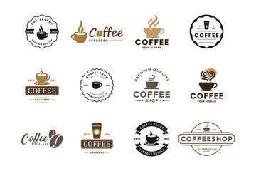 Set of vintage coffee badge logo design