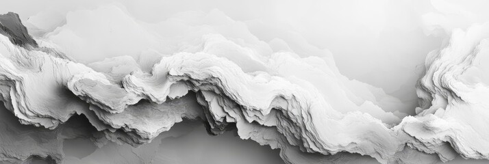 Abstract White Mountain Landscape - Textured Background - This image showcases a white mountain range in a minimalist, abstract style. The texture of the mountains evokes a sense of depth, while the l