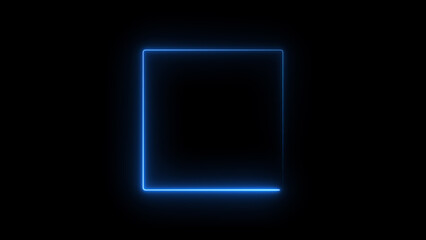 Wall Mural - Abstract glowing neon light squire frame icon background illustration 4k.