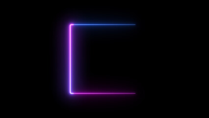 Wall Mural - abstract glowing blue neon light rectangle frame icon background illustration.