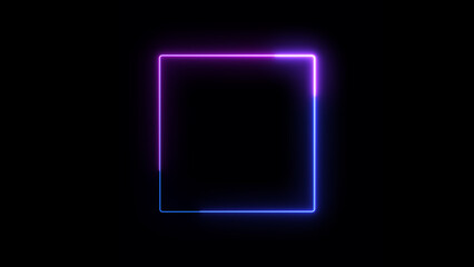 Wall Mural - Abstract glowing blue neon light rectangle frame icon background illustration.