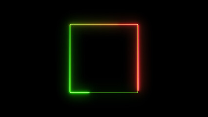 Wall Mural - Abstract glowing neon light squire frame icon background illustration 4k.