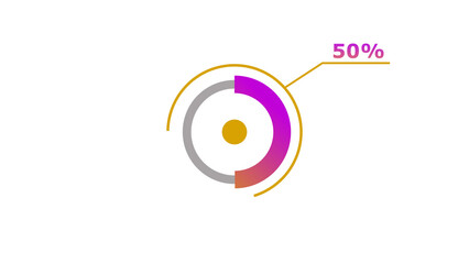 Wall Mural - 50% circle loading icon diagrams infographics background. abstract storage pie chart background illu