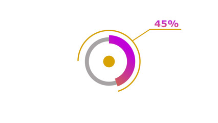 Wall Mural - 45% circle loading icon diagrams infographics background. abstract storage pie chart background illu