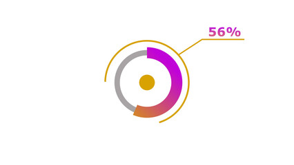 Wall Mural - 56% circle loading icon diagrams infographics background. abstract storage pie chart background illu