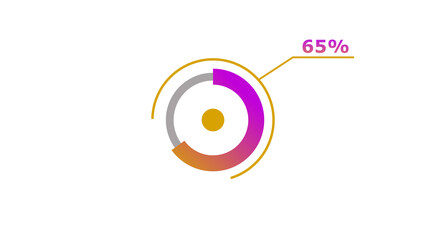 Wall Mural - 65% circle loading icon diagrams infographics background. abstract storage pie chart background illu