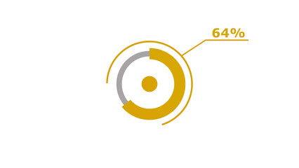 Wall Mural - 64% circle loading icon diagrams infographics background. abstract storage pie chart background illu