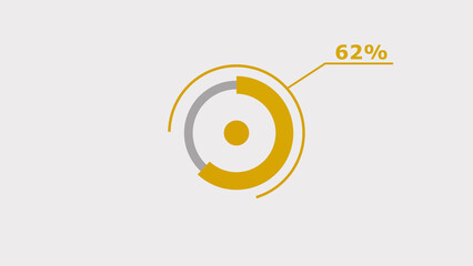 Wall Mural - 62% circle loading icon diagrams infographics background. abstract storage pie chart background illu