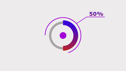 Wall Mural - 50% circle loading icon diagrams infographics background. abstract storage pie chart background illu