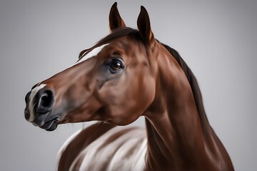 horse background white isolated arabian chestnut head animal equestrian farm on cut-out active pet body fast horizontal nobody mammal half face pedigree horsehead portrait object standing elegance