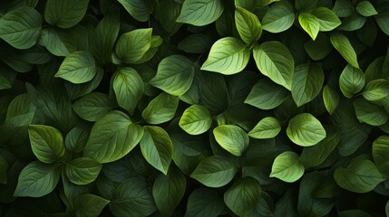 Wall Mural - Lush Green Foliage Background Texture - A close-up of vibrant green leaves, showcasing the beauty of nature and symbolizing growth, vitality, and the interconnectedness of life.