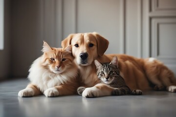 indoors dog friends cat adorable text closeup forever floor together space animal background beautiful breed canino companion companionship copy couple cute domestic felino fluffy friendly fun furry