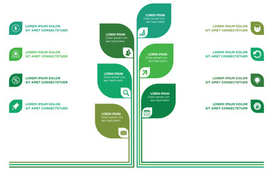 Tree Infographic Chart with Icons and Placeholder Text