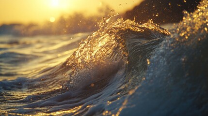 Wall Mural - Golden Sunset Wave