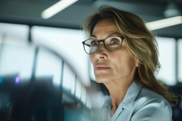 Sticker - portrait of mature businesswoman in an office