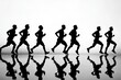 © GHArtwork - silhouette of a group of runners running together, white background, isolated, race pack, race group