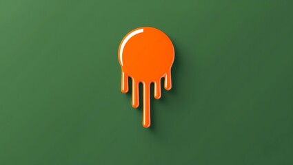 flat aesthetic linear dripping orange paint on green b background