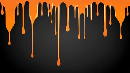 Wall Mural - flat aesthetic linear dripping orange paint on black b background