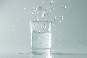 Wall Mural - Glass of water with splashes