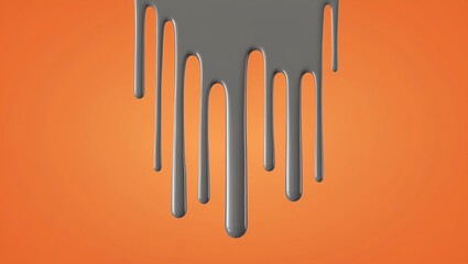 flat aesthetic linear dripping grey paint on orange ba background