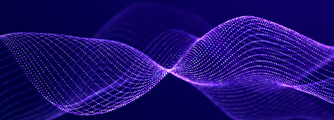 Fototapete - Technology background. Data stream. Movement of luminous lines on dark background. 3d	