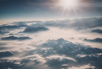 Wall Mural - view Mountains plane Aerial Mountain Snow Nature Cloud Earth Snowy Peak Sky Sport Environment Ski Planet Flight Fly Extreme