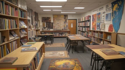 a classroom filled with diverse books