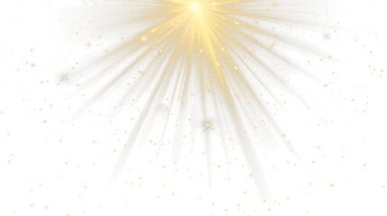 Wall Mural - vector golden light with glare. sun, sun rays, dawn, glare from the sun png. gold flare png, glare f