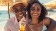 © iuricazac - African American middle-aged couple enjoying ice cream by the ocean