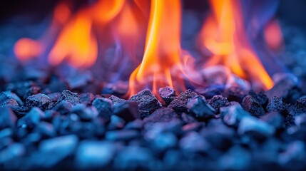 Wall Mural -   A close-up of several rocks, emitting flames from their peak